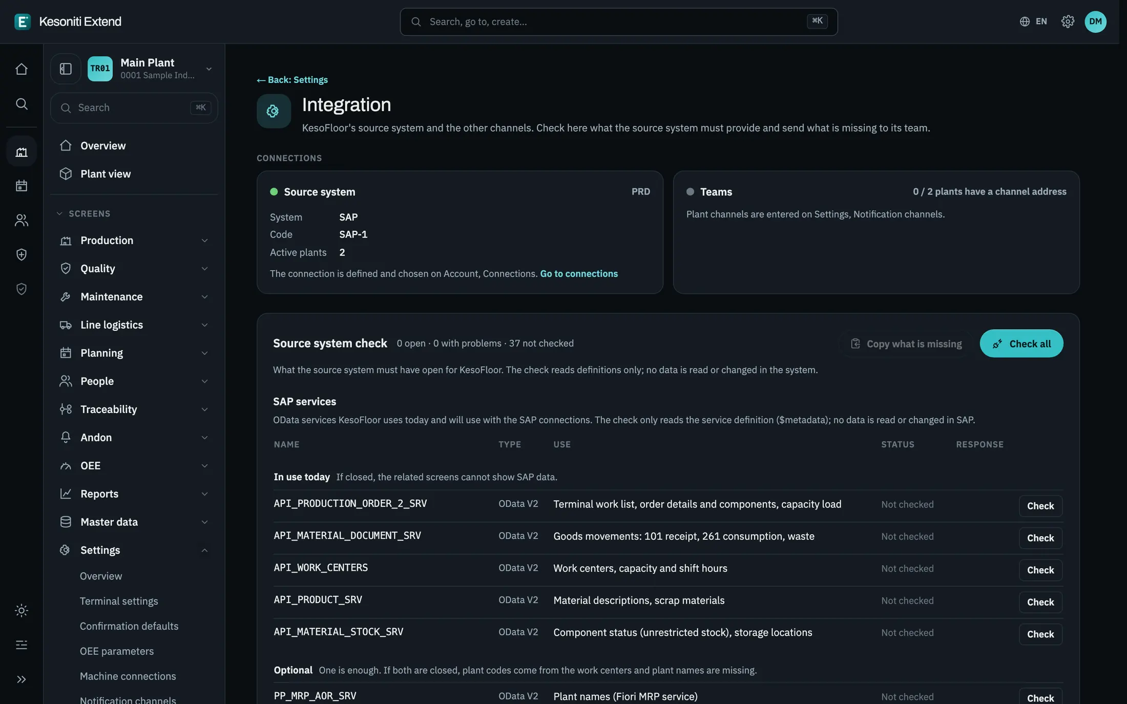 Check the source system
