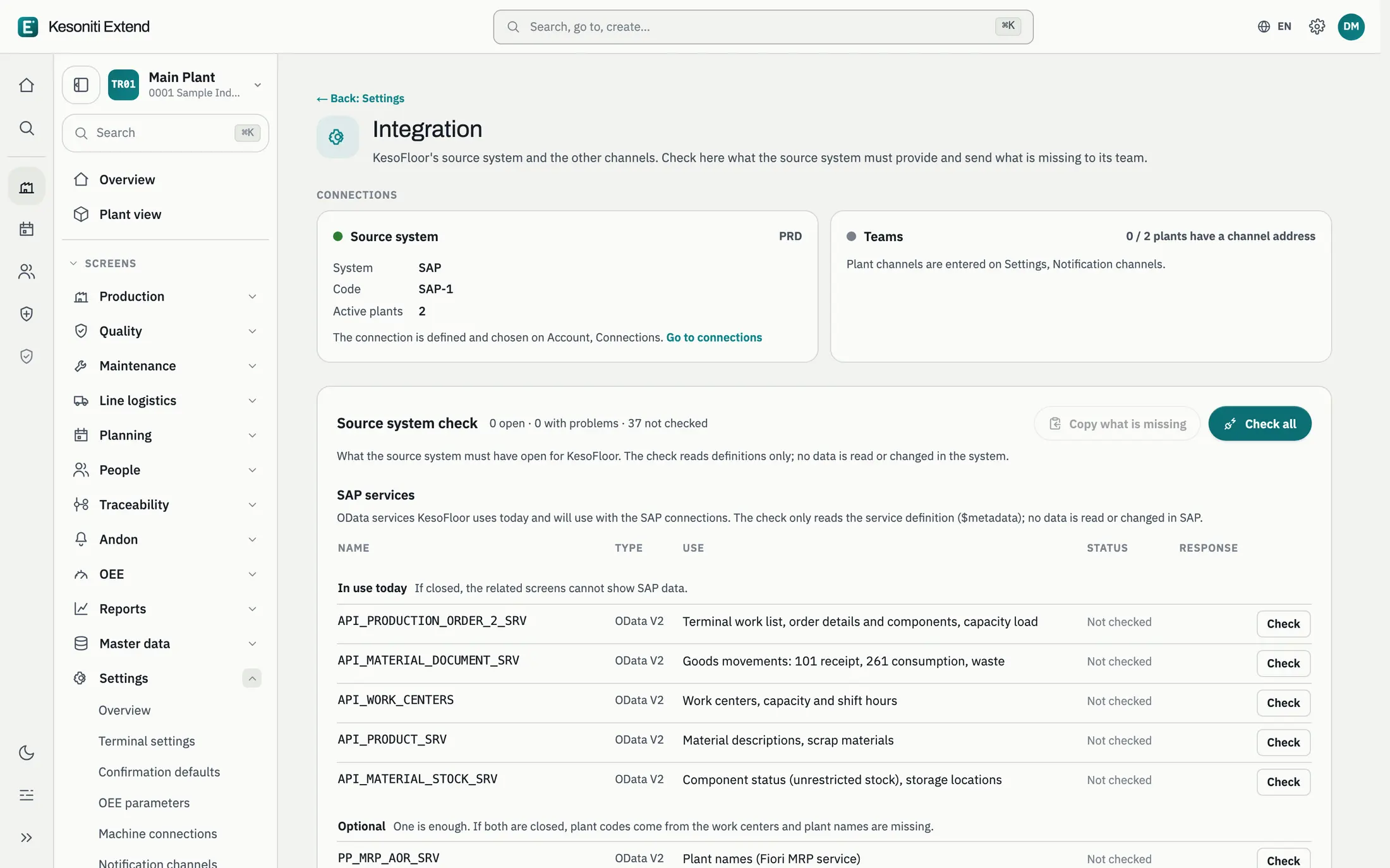 Check the source system