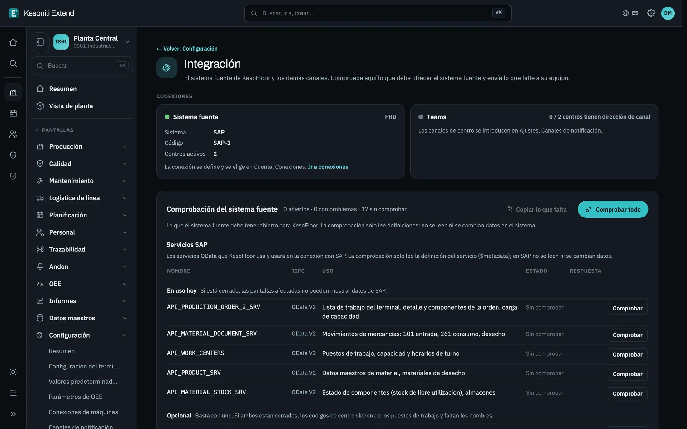 Revise el sistema de origen