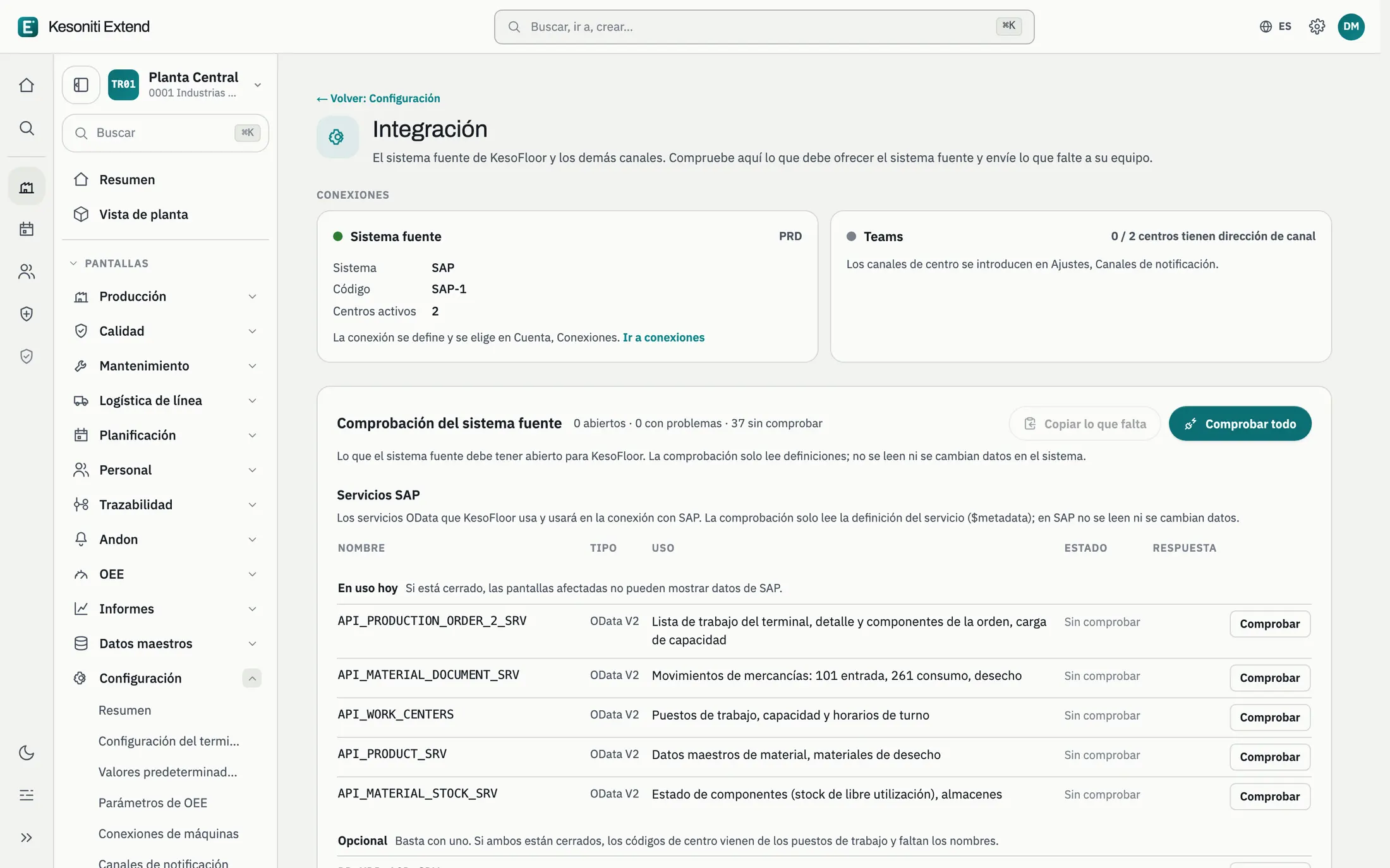 Revise el sistema de origen