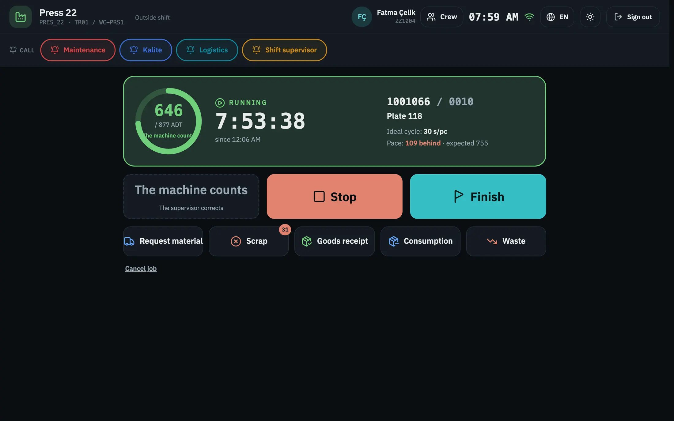 Operator terminal