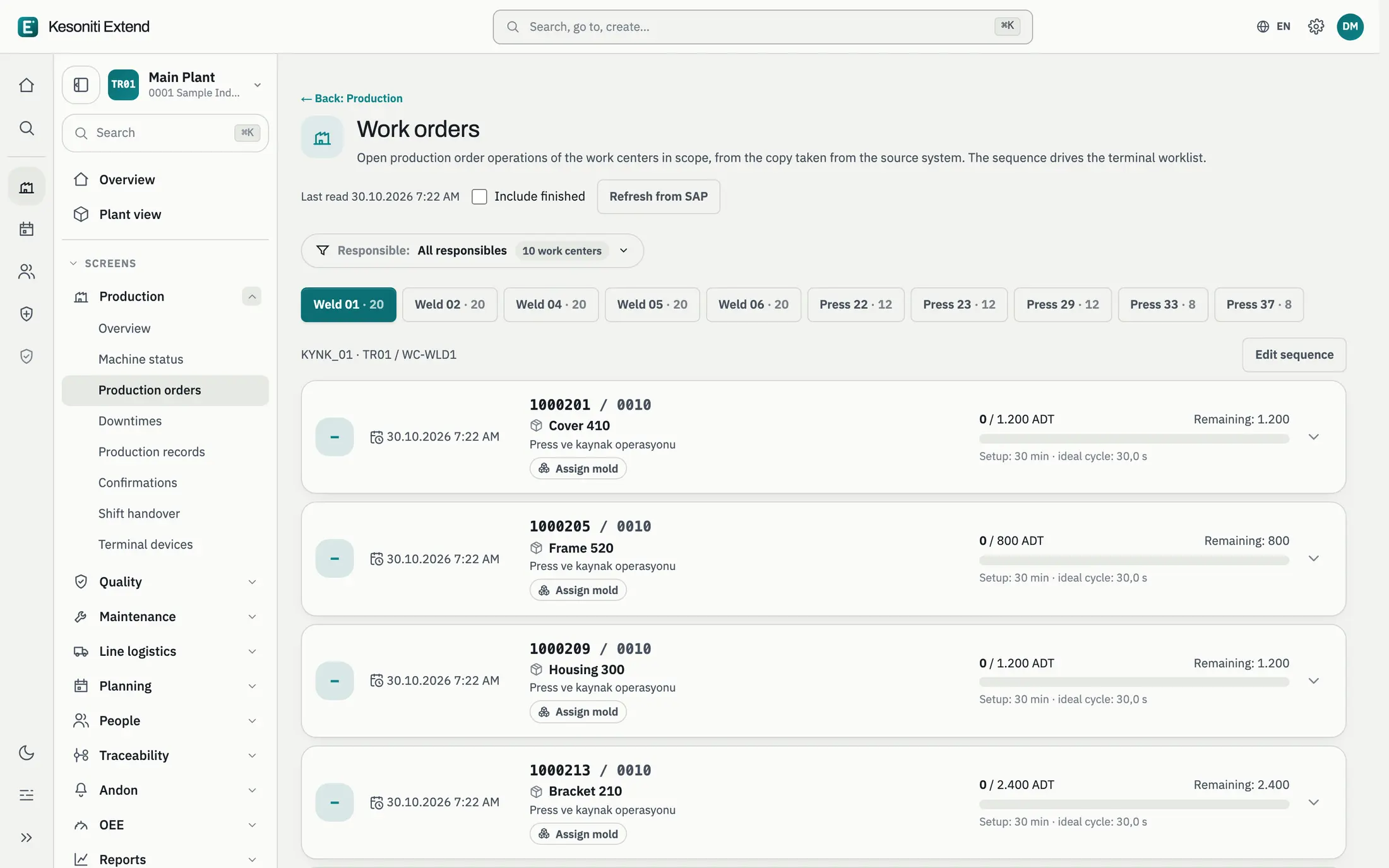 Paperless production confirmation